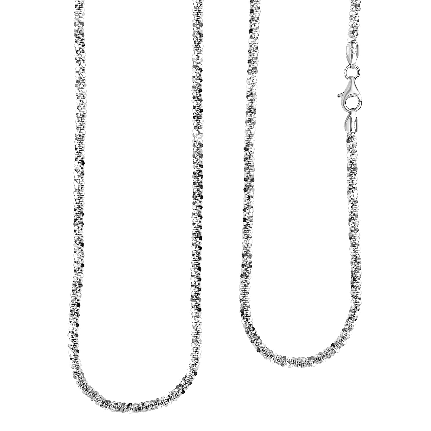 Closeout Deal - Rhodium Overlay Sterling Silver Necklace  (Size - 30) with Lobster Clasp, Silver Wt. 18.54 Gms.