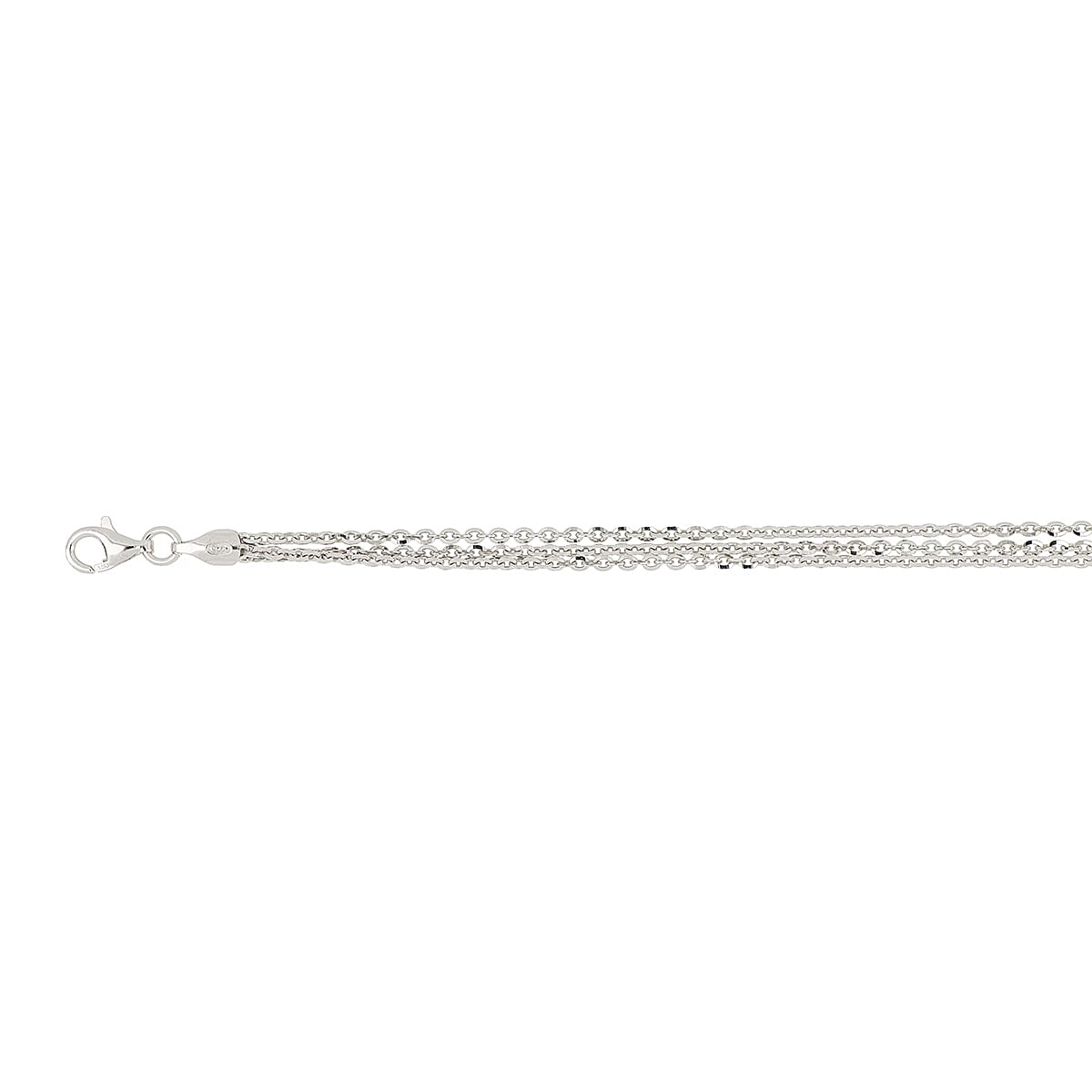 Triple Strand Italian Made Rhodium Overlay Sterling Silver Necklace (Size 18 - 2 Ext) with Lobster Clasp