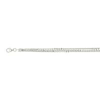 Triple Strand Italian Made Rhodium Overlay Sterling Silver Necklace (Size 18 - 2 Ext) with Lobster Clasp
