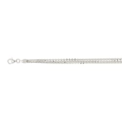 Triple Strand Italian Made Rhodium Overlay Sterling Silver Necklace (Size 18 - 2 Ext) with Lobster Clasp