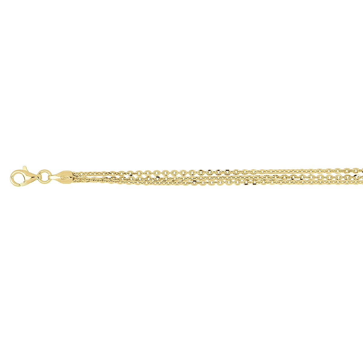 Triple Strand  Italian Made Sterling Silver Necklace (Size 18 - 2 Ext) with Lobster Clasp in Yellow Gold Plated