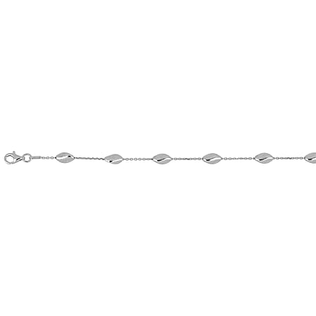Vicenza Collection - Rhodium Overlay Sterling Silver Station Necklace (Size - 20) with Lobster Clasp