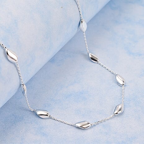 Vicenza Collection - Rhodium Overlay Sterling Silver Station Necklace (Size - 20) with Lobster Clasp