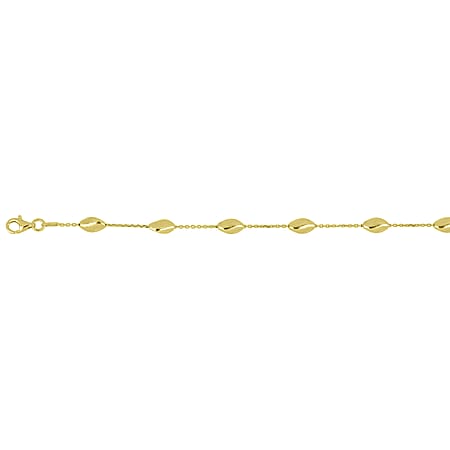 Vicenza Collection Sterling Silver 4.9MM Station Chip Lunga Necklace (Size - 20) with Lobster Clasp in Yellow Gold Plating