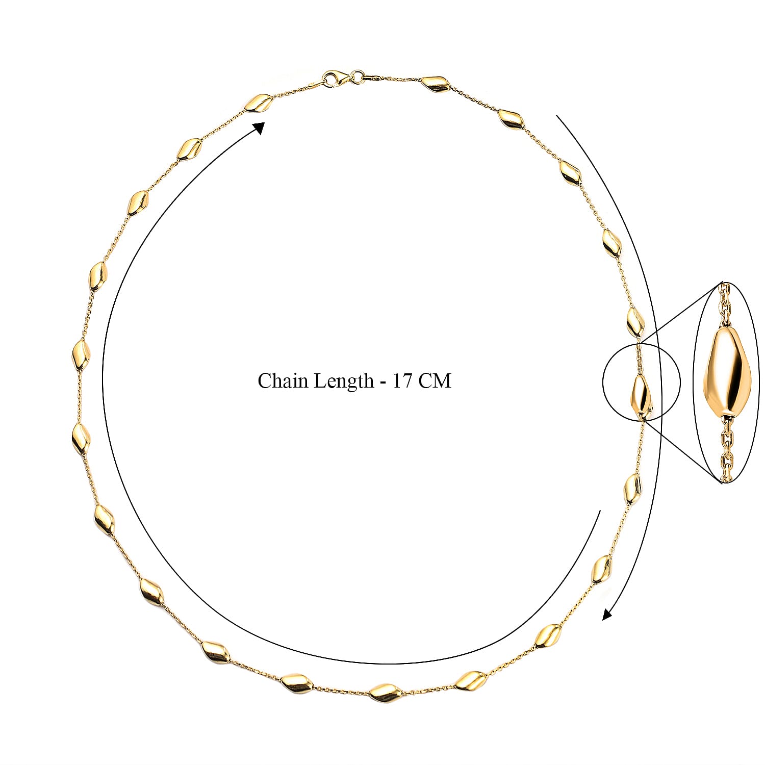 Vicenza Collection - Sterling Silver Necklace (Size - 20) with Lobster Clasp in Yellow Gold Plating