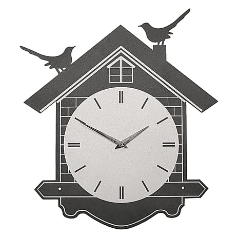 Wm Widdop House Silhouette Wall Clock - Modern Minimalist Design(36cm) - Black