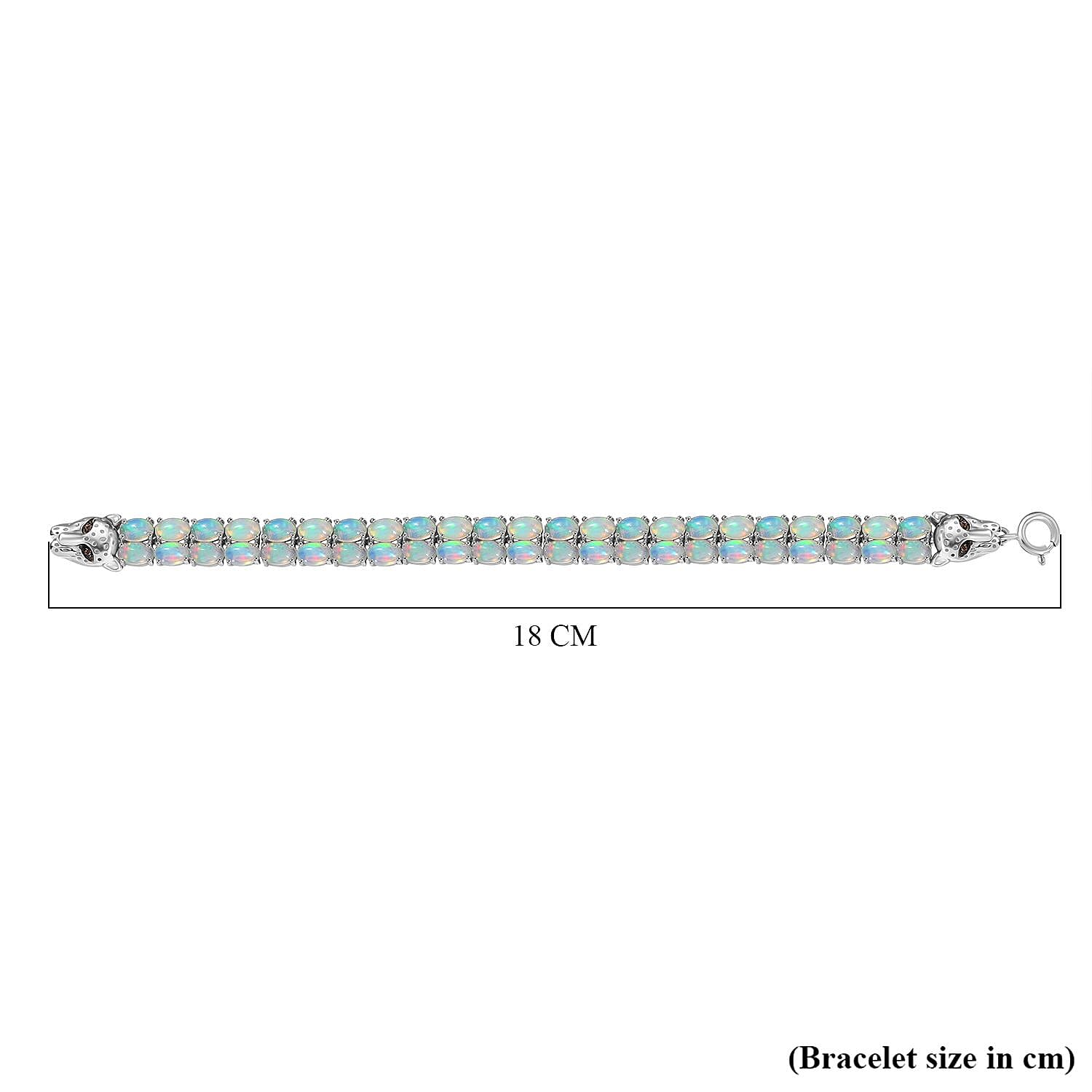 Designer Inspired - Ethiopian Opal & Brown Zircon Cluster Double Panther Bracelet (Size 7.5) in Rhodium Overlay Sterling Silver 14.75 Ct, Silver Wt. 16.90 Gms.