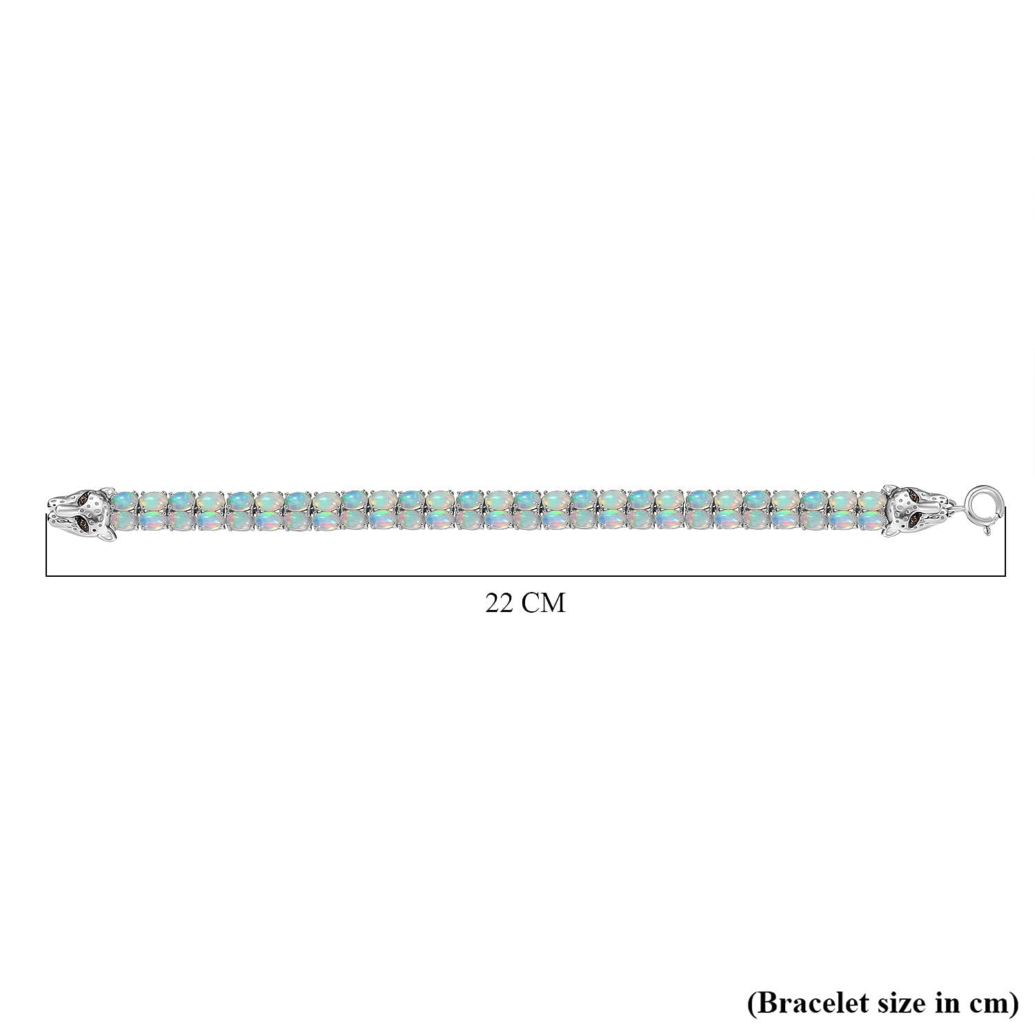 Designer Inspired - Ethiopian Opal & Brown Zircon Cluster Double Panther Bracelet (Size 8) in Rhodium Overlay Sterling Silver 15.92 Ct, Silver Wt. 18.09 Gms.