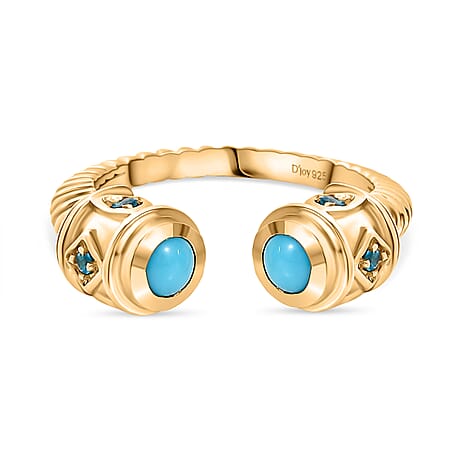 Djoy Sleeping Beauty Turquoise & Neon Apatite Ring in 18K Vermeil Yellow Gold Sterling Silver