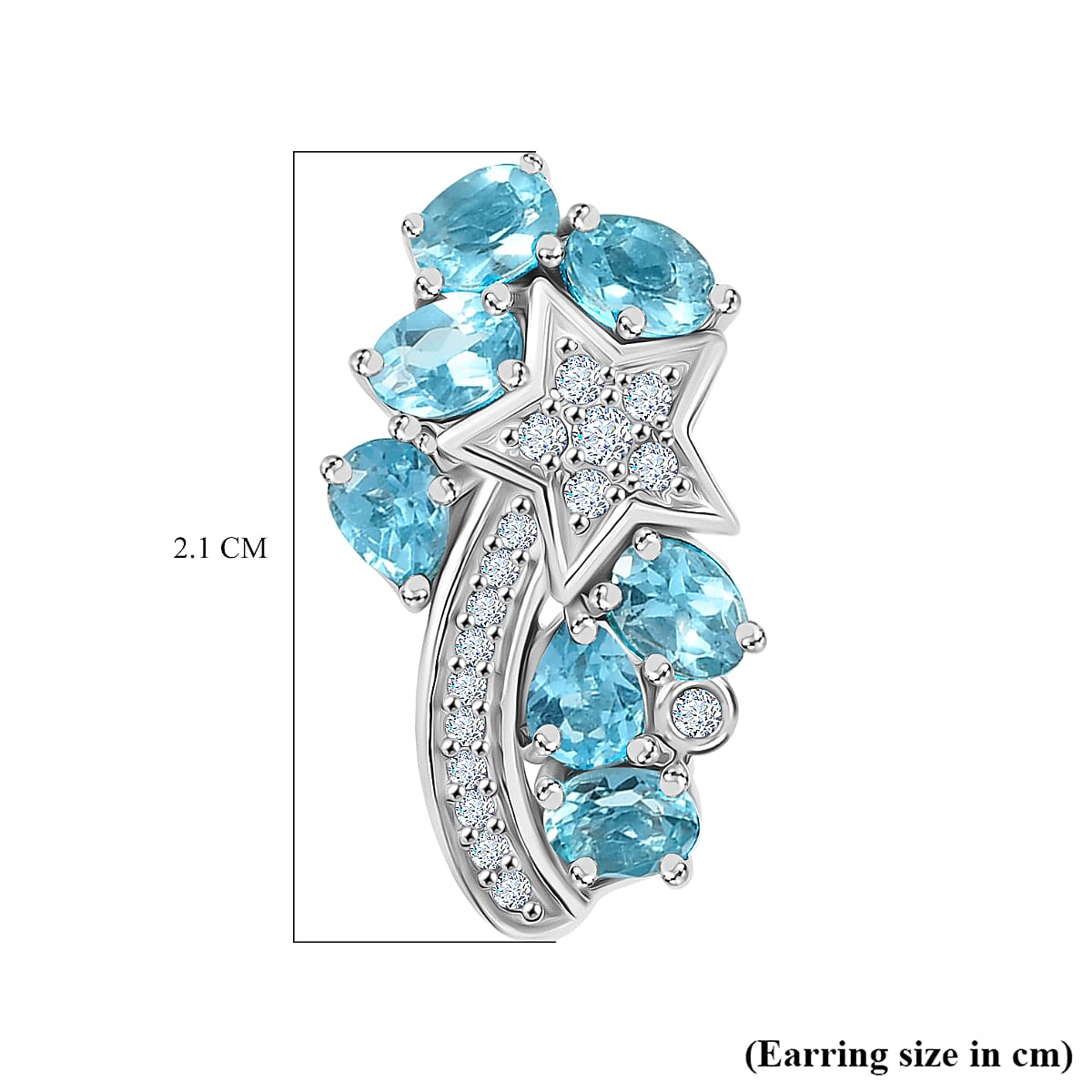 GP Celestial Dream Collection Blue Apatite, Blue Sapphire & White Zircon Solitaire Stud Push Post Earring in Rhodium Overlay Sterling Silver 3.10 Ct.