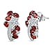 GP Celestial Dream Collection - Red Garnet, White Zircon Shooting Star Push Post Earring in Rhodium Overlay Sterling Silver 3.48 Ct.