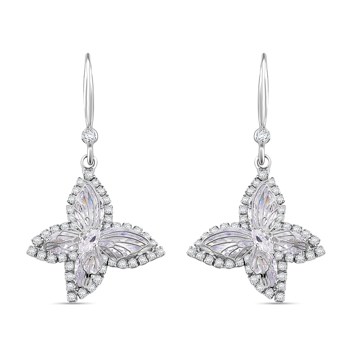 Austrian White Crystal butterfly Earring with Hook