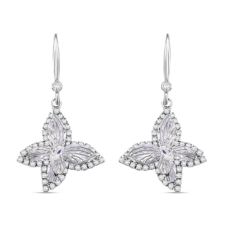 Austrian White Crystal butterfly Earring with Hook