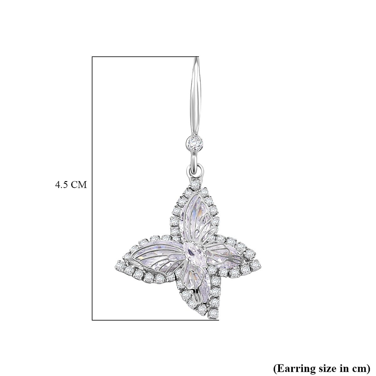 Austrian White Crystal butterfly Earring with Hook