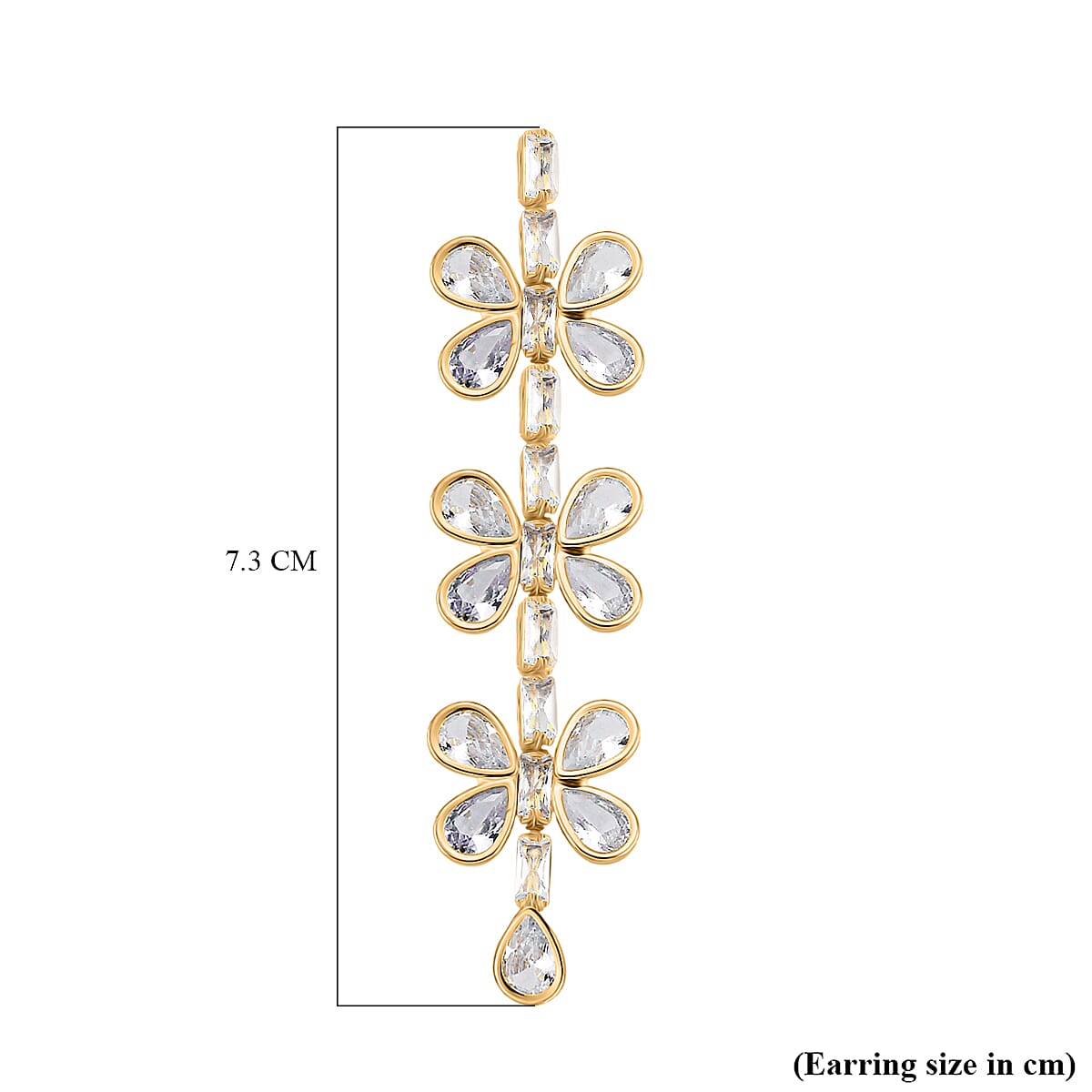 Austrian White Crystal Earring with Push Back in Yellow Gold Plated