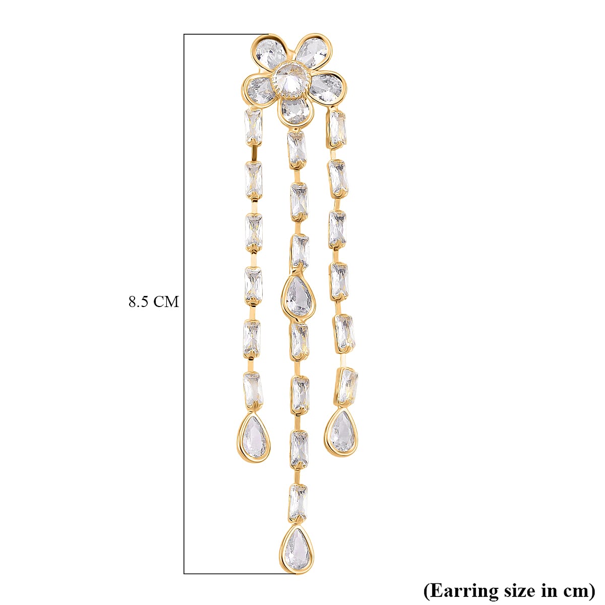 Cascade Collection - Austrian White Crystal Earrings with Push Back in Yellow Gold Plated