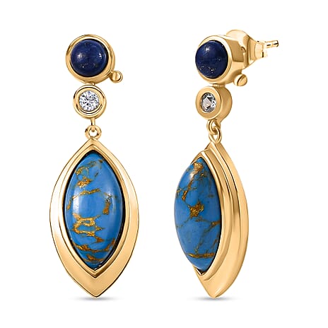 Tucson Find - Blue Turquoise & Lapis Drop Earring 9.00 Ct.