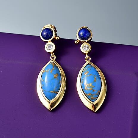 Tucson Find - Blue Turquoise & Lapis Drop Earring 9.00 Ct.