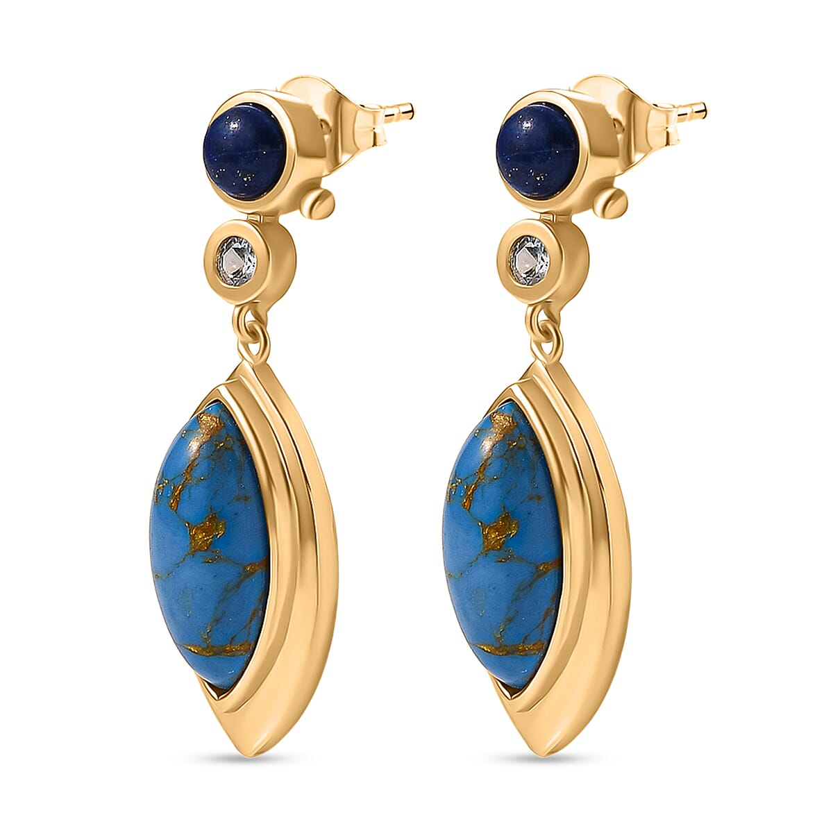 Tucson Find - Blue Turquoise & Lapis Drop Earring 9.00 Ct.