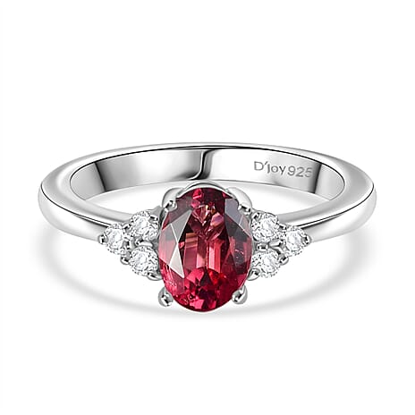 MARKS TOP PICK - AAA Byzantine Tourmaline and Moissanite Ring in Rhodium Overlay Sterling Silver 1.38 Ct.