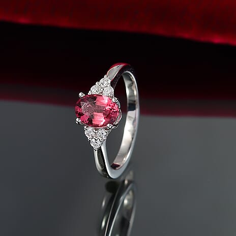 MARKS TOP PICK - AAA Byzantine Tourmaline and Moissanite Ring in Rhodium Overlay Sterling Silver 1.38 Ct.