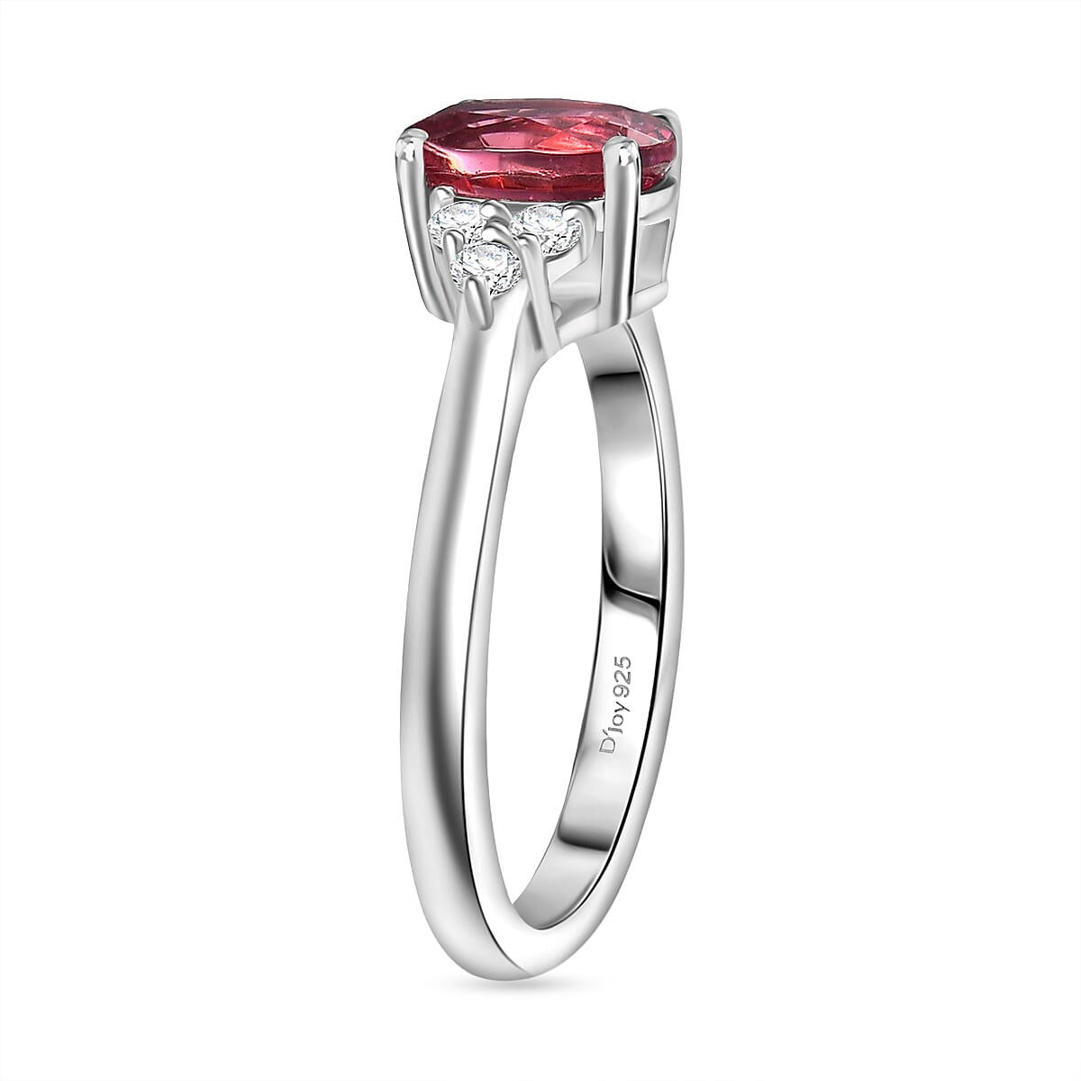 AAA Byzantine Tourmaline and Moissanite Ring in Rhodium Overlay Sterling Silver 1.38 Ct.