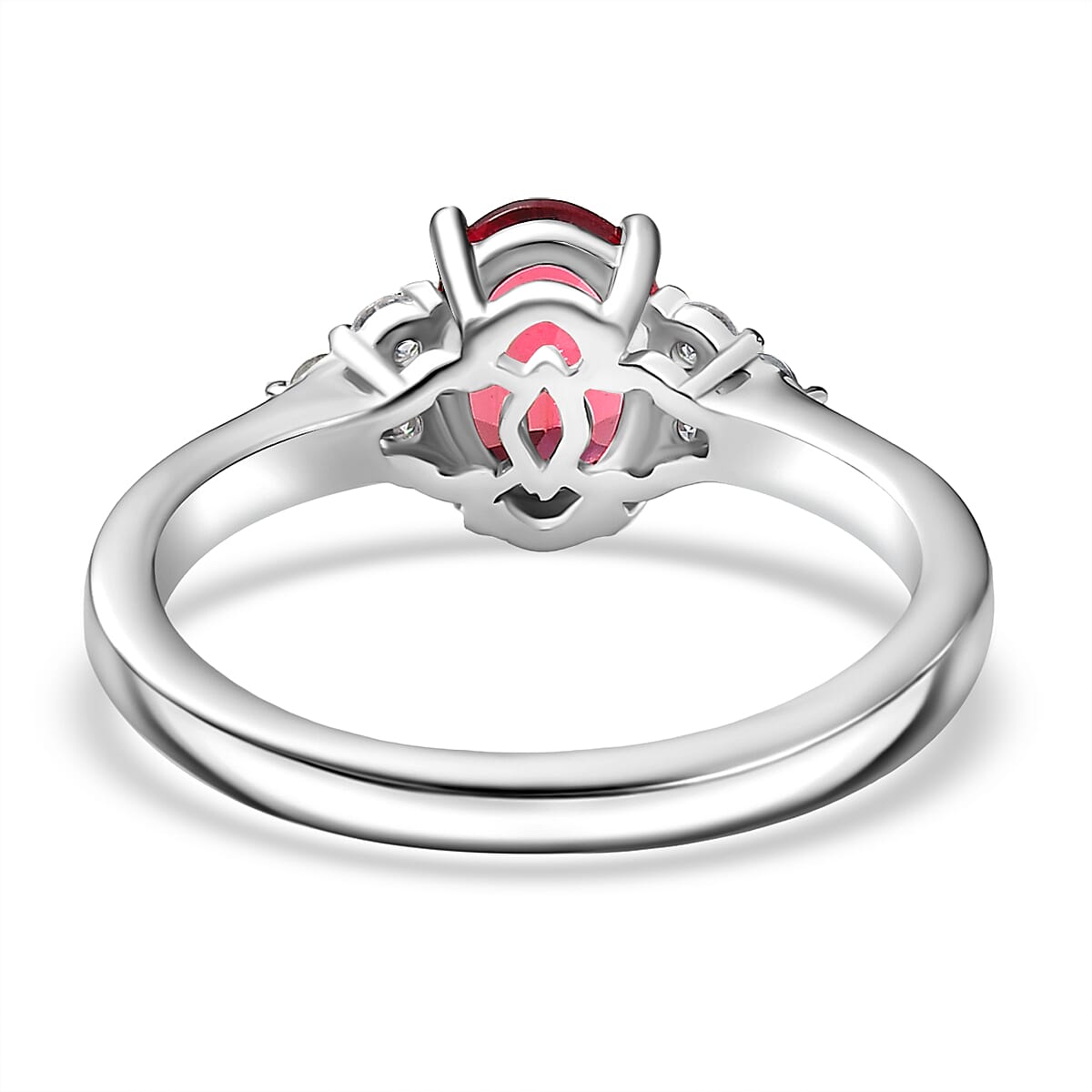 AAA Byzantine Tourmaline and Moissanite Ring in Rhodium Overlay Sterling Silver 1.38 Ct.