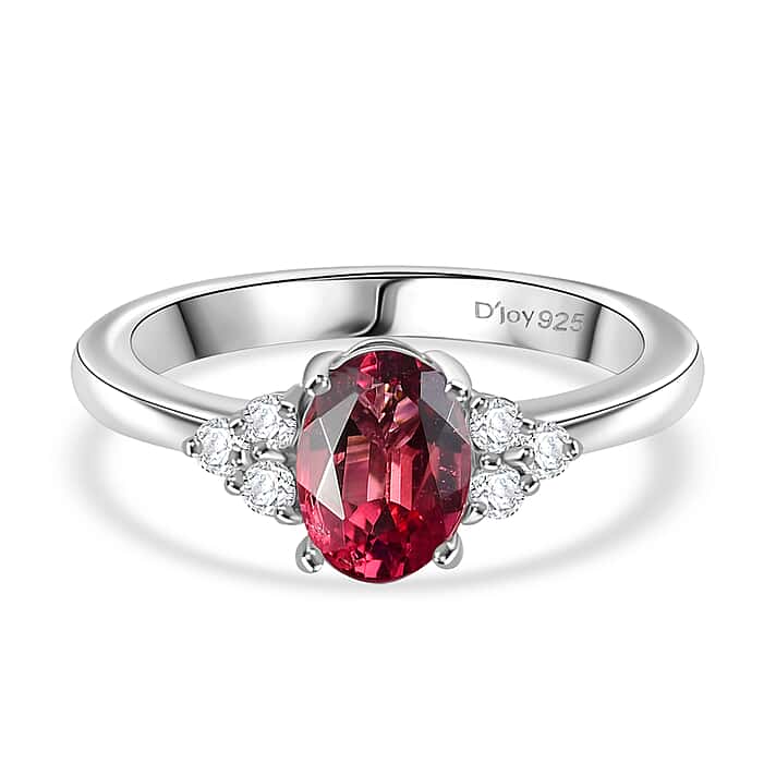 D'Joy Byzantine Tourmaline and Moissanite Ring in Rhodium Overlay Sterling Silver 1.38 Ct.