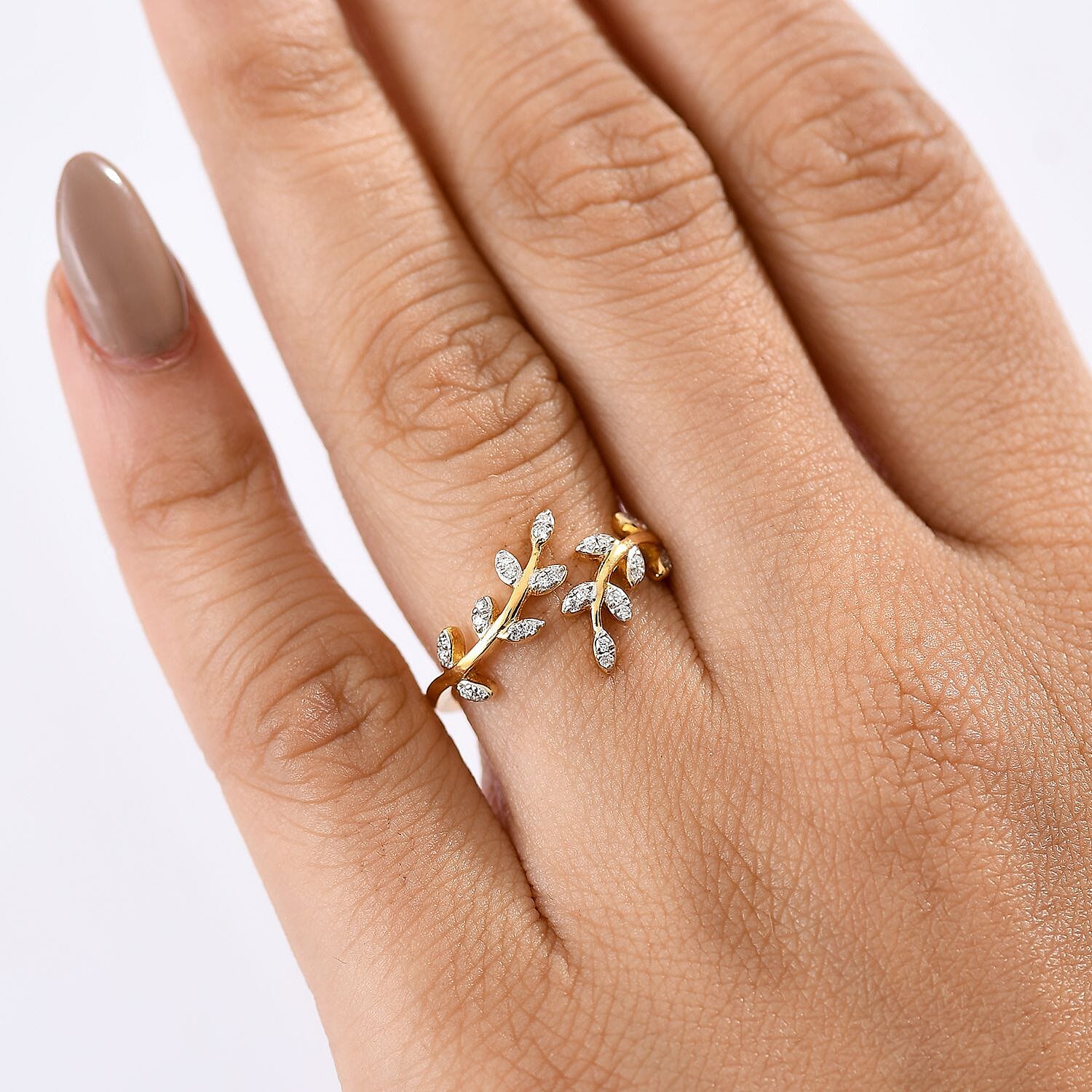 Djoy - Moissanite Adjustable Ring in 18K Vermeil Yellow Gold Plated Sterling Silver