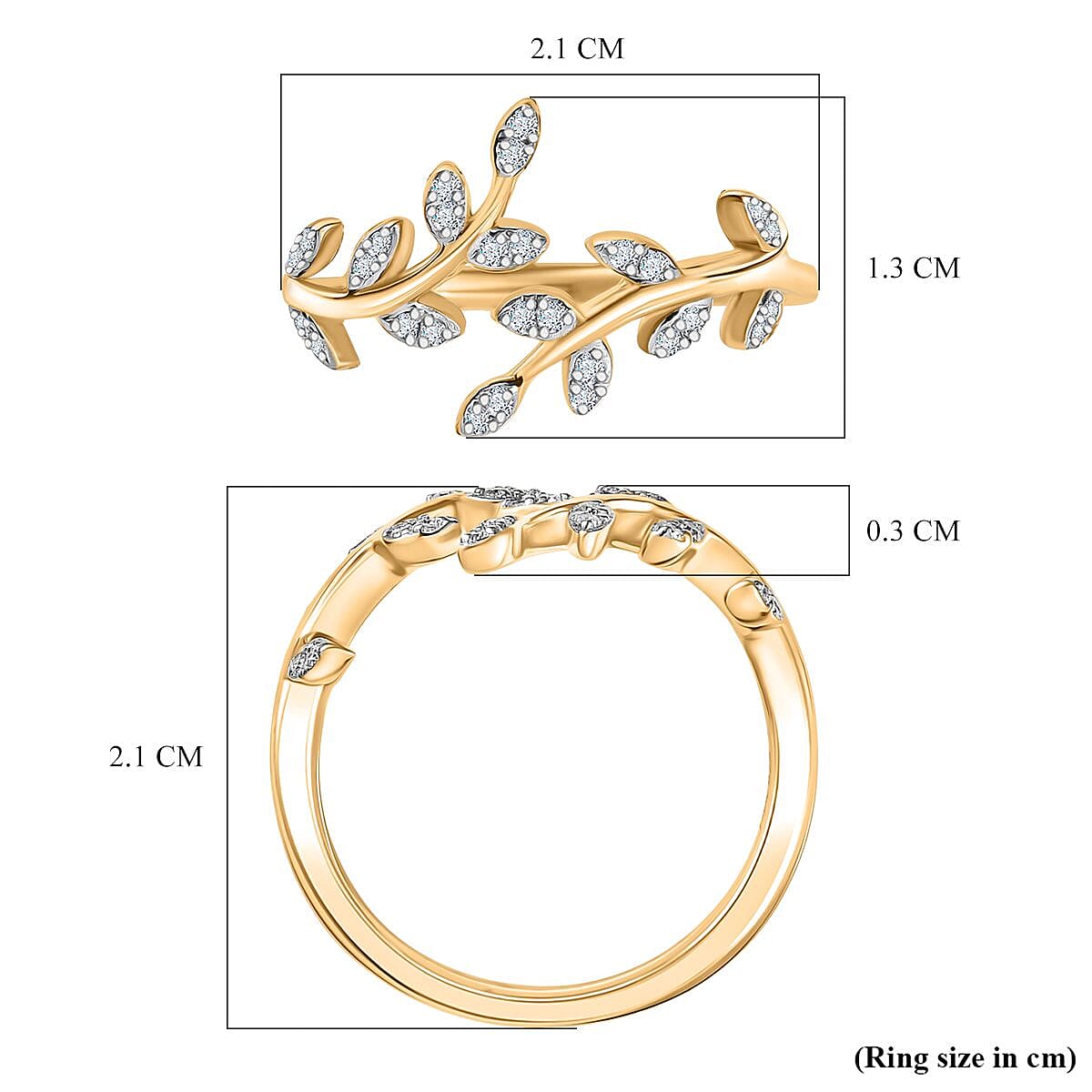 Djoy - Moissanite Adjustable Ring in 18K Vermeil Yellow Gold Plated Sterling Silver