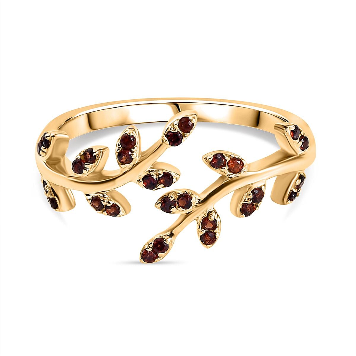 Djoy Red Garnet Adjustable Ring in 18K Vermeil Yellow Gold Plated Sterling Silver