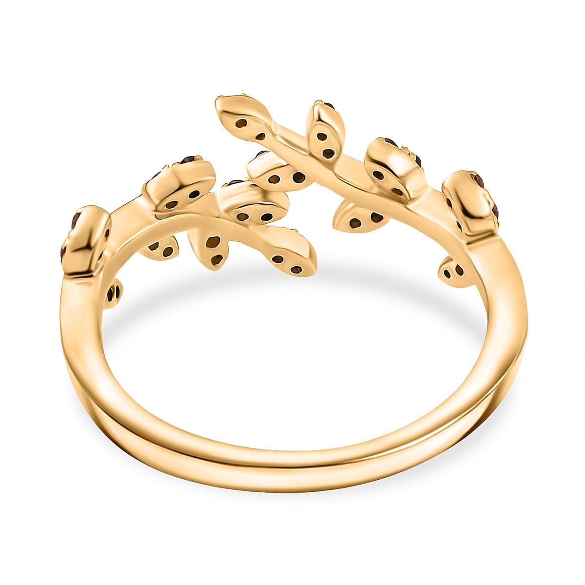 Djoy Red Garnet Adjustable Ring in 18K Vermeil Yellow Gold Plated Sterling Silver