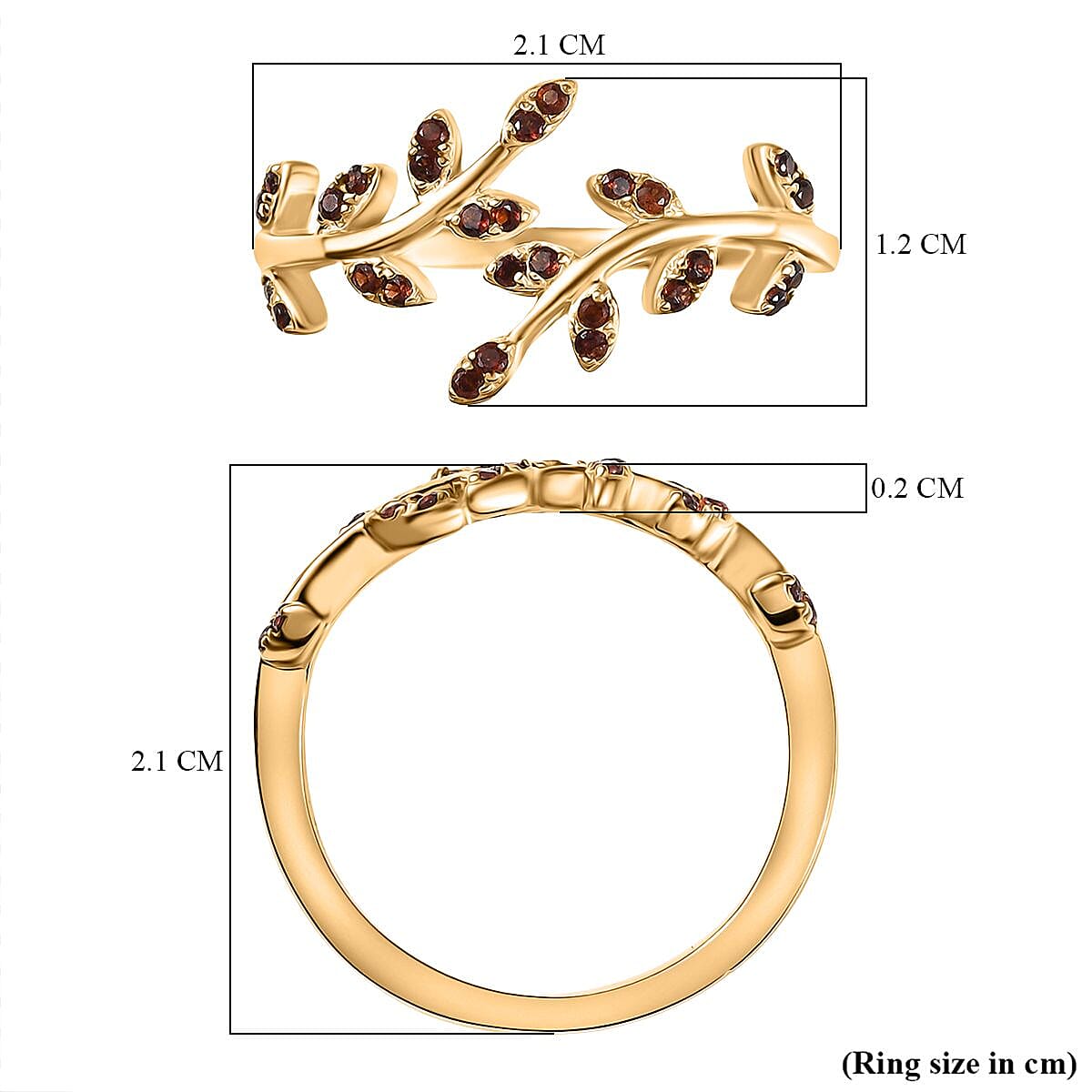 Djoy Red Garnet Adjustable Ring in 18K Vermeil Yellow Gold Plated Sterling Silver