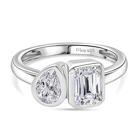Djoy Moissanite Solitaire Ring in Rhodium Overlay Sterling Silver 1.89 Ct.