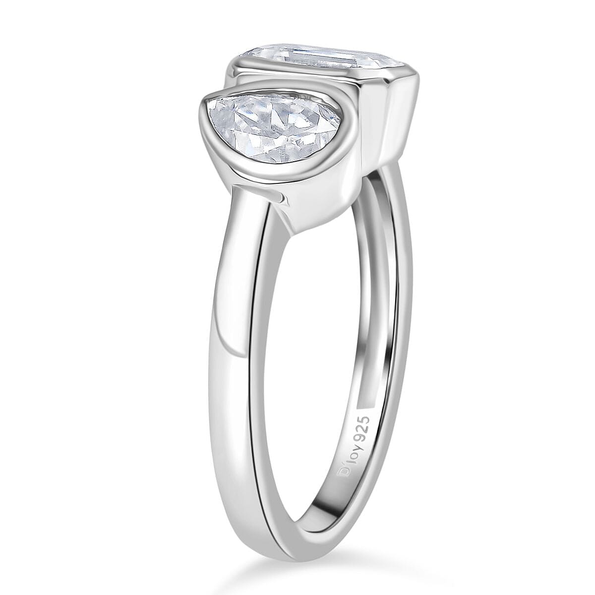 Djoy Moissanite Solitaire Ring in Rhodium Overlay Sterling Silver 1.89 Ct.