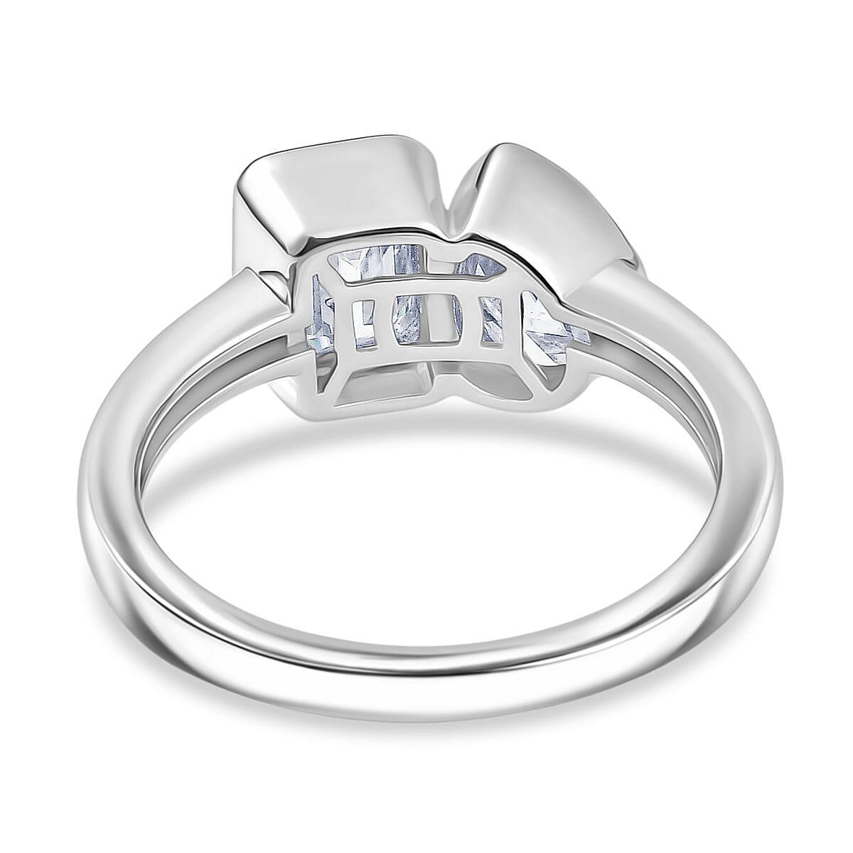 Djoy Moissanite Solitaire Ring in Rhodium Overlay Sterling Silver 1.89 Ct.