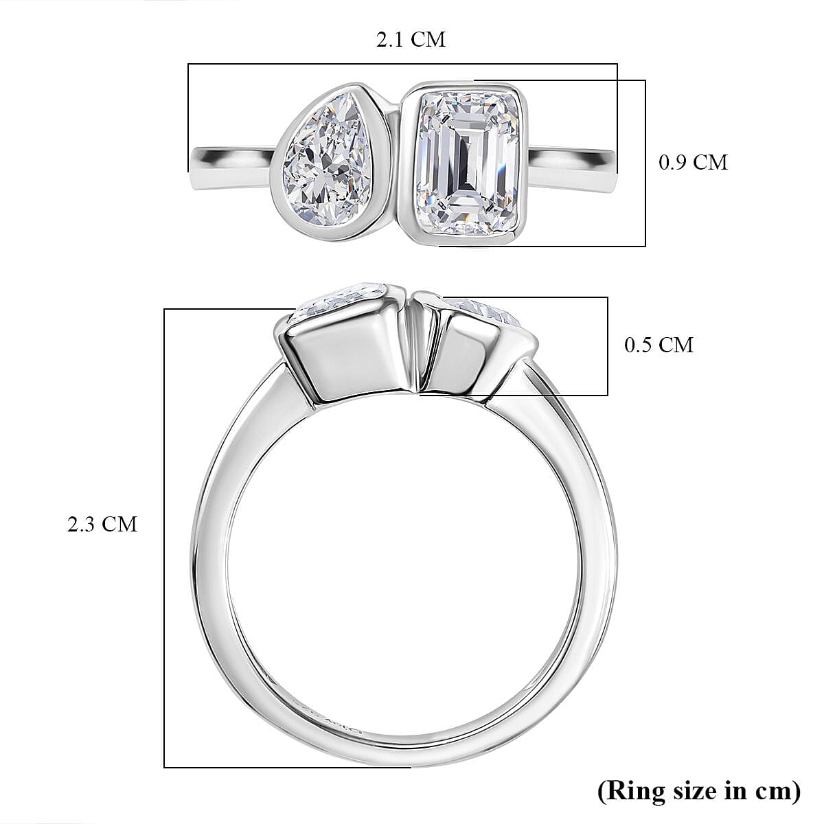 Djoy Moissanite Solitaire Ring in Rhodium Overlay Sterling Silver 1.89 Ct.