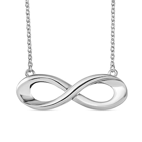Djoy - Infinity Knot Necklace (Size - 20) with Lobster Clasp in Rhodium Overlay Sterling Silver, Silver Wt. 5.48 Gms.