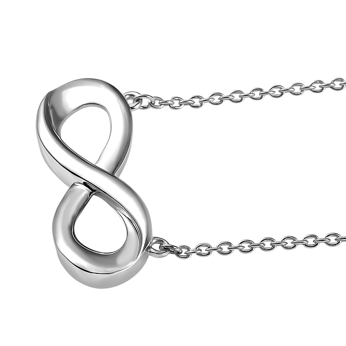 Djoy - Infinity Knot Necklace (Size - 20) with Lobster Clasp in Rhodium Overlay Sterling Silver, Silver Wt. 5.48 Gms.