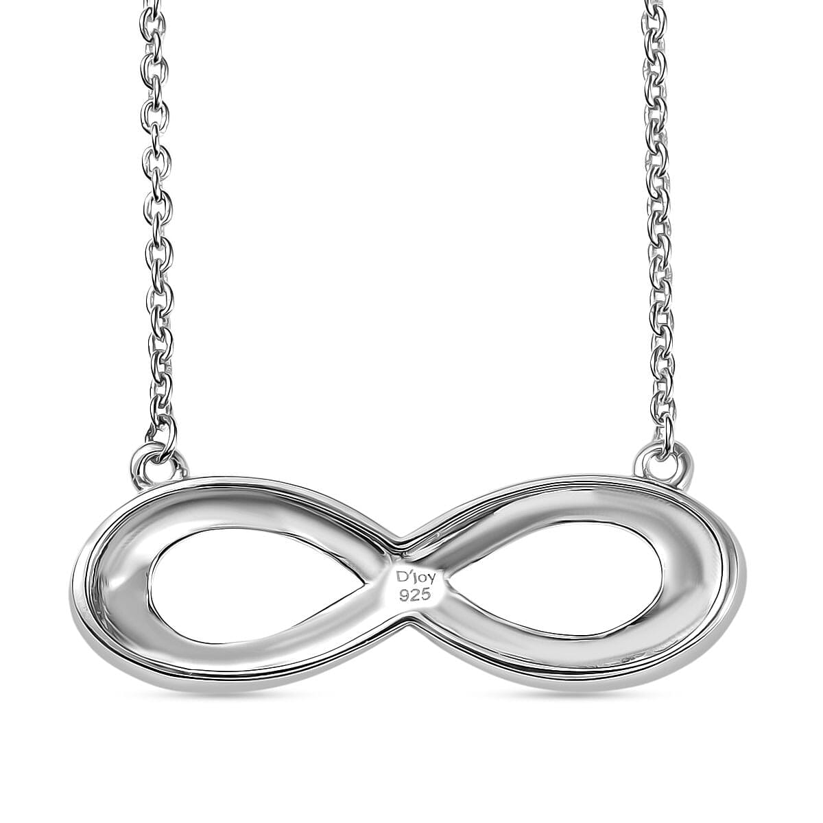Djoy - Infinity Knot Necklace (Size - 20) with Lobster Clasp in Rhodium Overlay Sterling Silver, Silver Wt. 5.48 Gms.