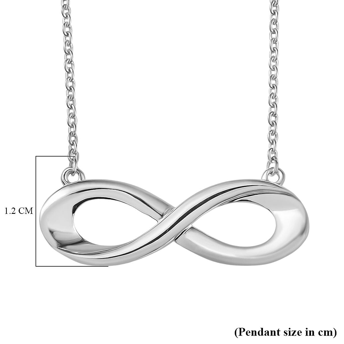 Djoy - Infinity Knot Necklace (Size - 20) with Lobster Clasp in Rhodium Overlay Sterling Silver, Silver Wt. 5.48 Gms.