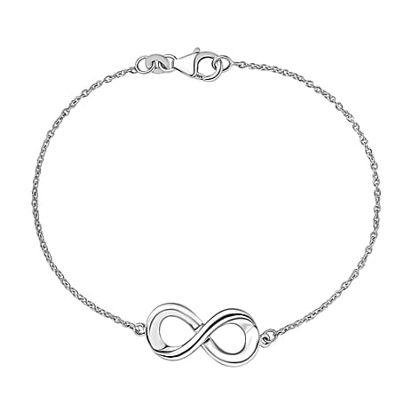 Djoy - Infinity Kont Bracelet (Size - 7.5) with Lobster Clasp in Rhodium Overlay Sterling Silver