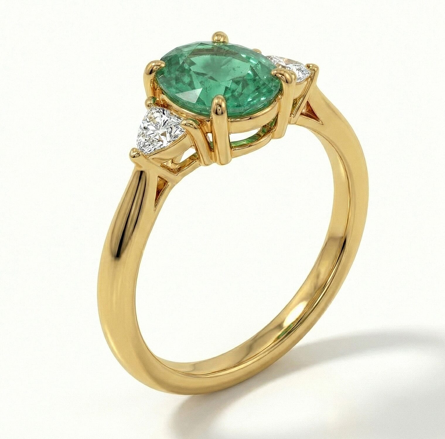 18K Yellow Gold AAAA Zambian Emerald, White Diamond SI Ring, Gold Wt.3.93 Gms  1.400  Ct.