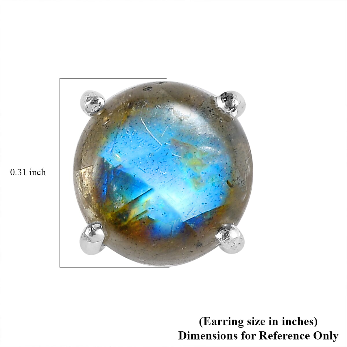 Labradorite Earring with Push Back in Rhodium Overlay Sterling Silver 5.00 Ct.