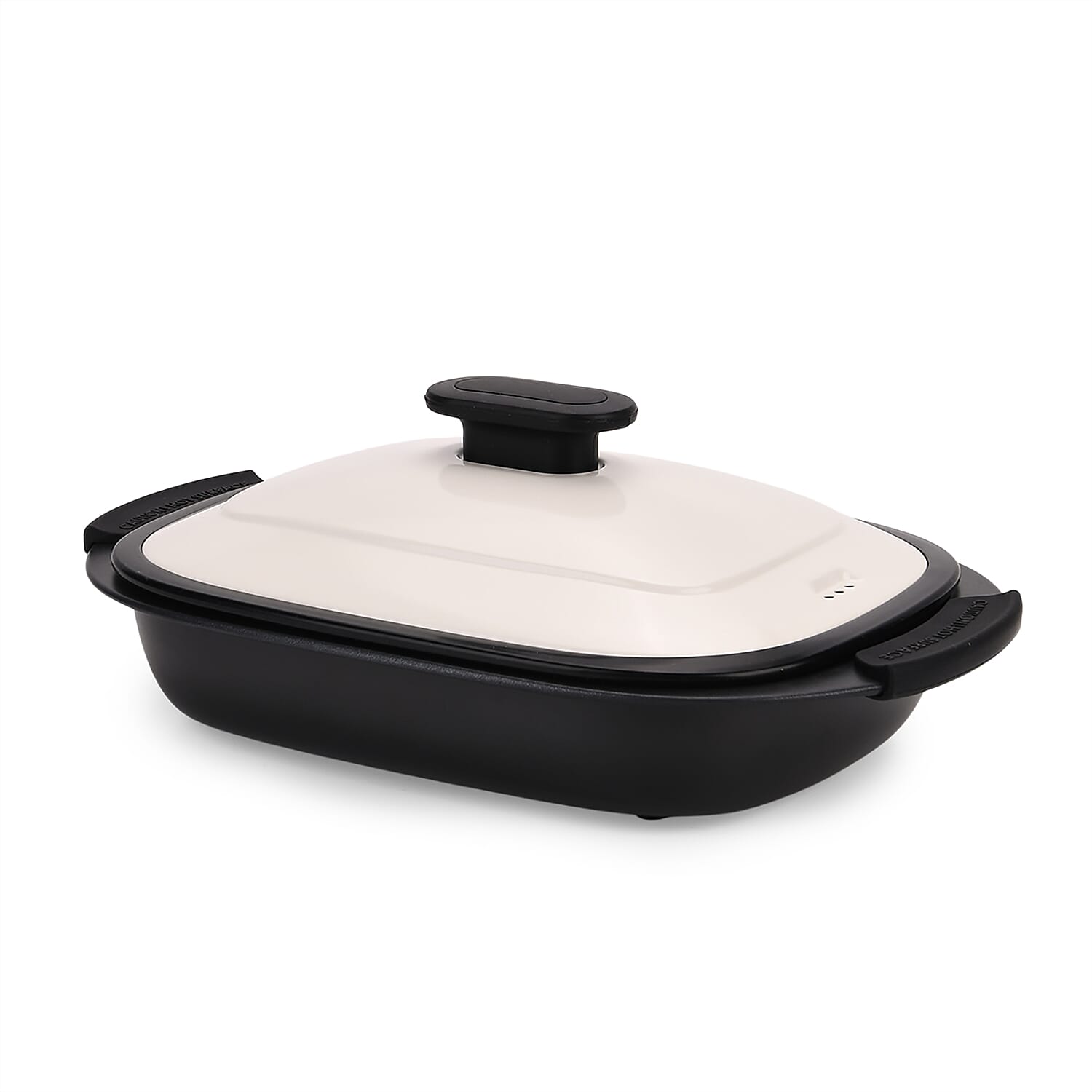 Microwave Steel Non-Stick Grill Pot with Steam Rack - Black & White