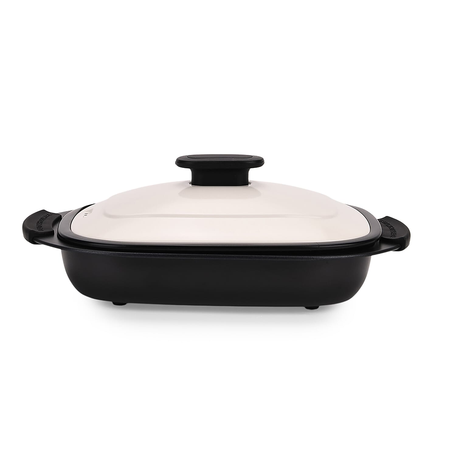 Microwave Steel Non-Stick Grill Pot with Steam Rack - Black & White