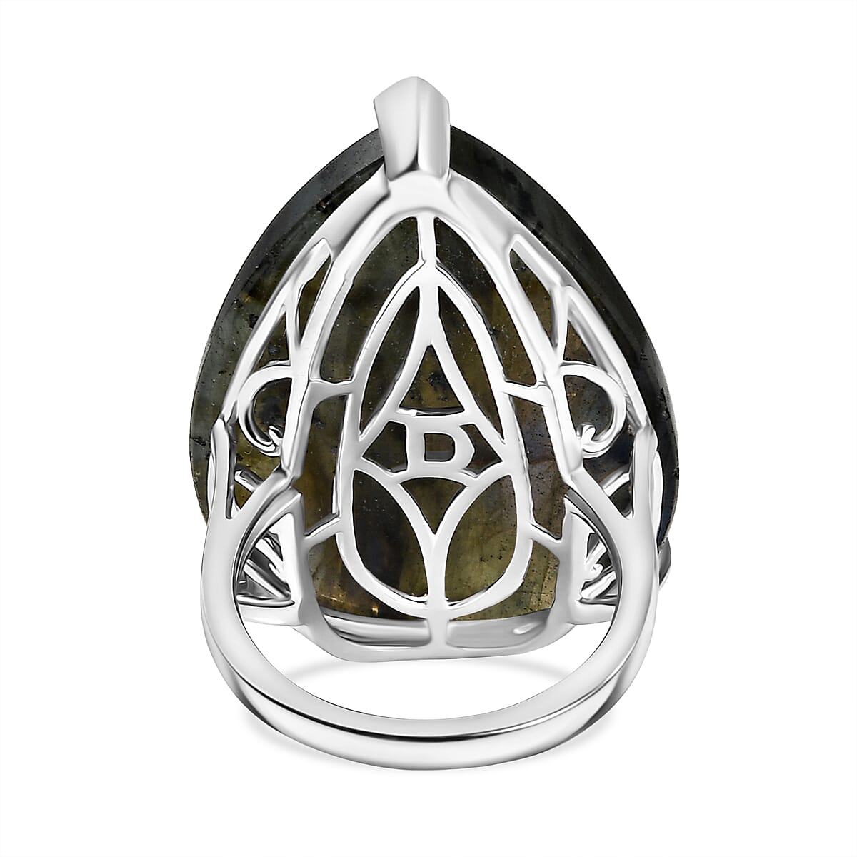 D'joy AAA Labradorite Solitaire Ring in Platinum Overlay Sterling Silver 35.43 Ct. D'joy AAA Labradorite Solitaire Ring in Platinum Overlay Sterling Silver 35.43 Ct.
