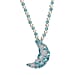 GP Celestial Dream Collection - Red Garnet, Fresh Water Pearl and White Zircon Crescent Moon Necklace (Size - 20) with Lobster Clasp in Rhodium Overlay Sterling Silver 25.38 Ct.