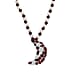 GP Celestial Dream Collection - Red Garnet, Fresh Water Pearl and White Zircon Crescent Moon Necklace (Size - 20) with Lobster Clasp in Rhodium Overlay Sterling Silver 25.38 Ct.