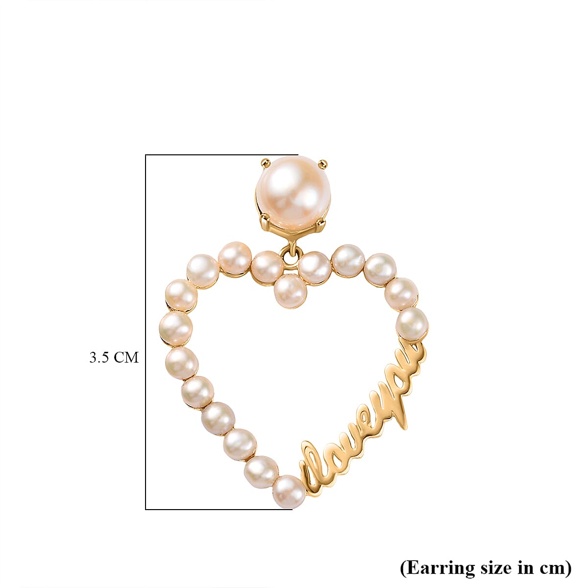 GP - Amore Collection White Fresh Water Pearl & Blue Sapphire Earring with Push Back in 18K Vermeil Yellow Gold Plated Sterling Silver 10.27 Ct, Silver Wt. 5.82 Gms.